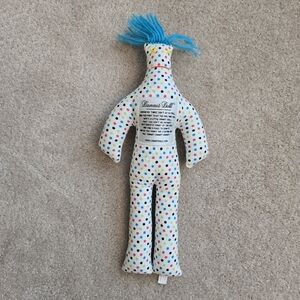 Dammit Doll Stress Relief Polka Dots Electric Blue Yarn Hair 12 Inch